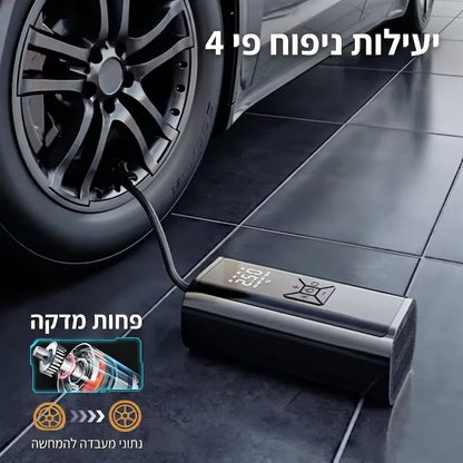 AirBoss Pro – משאבת הצמיגים האלחוטית: לחץ אוויר מדויק בלחיצת כפתור, בכל מקום