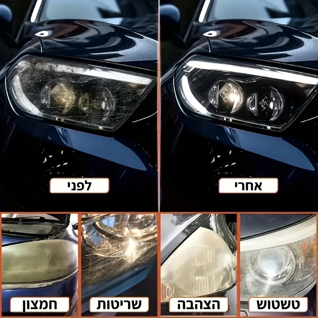 LumiFix – ערכת חידוש הפנסים: פנסים צהובים ועמומים חוזרים להיות כמו חדשים
