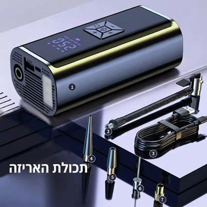 AirBoss Pro – משאבת הצמיגים האלחוטית: לחץ אוויר מדויק בלחיצת כפתור, בכל מקום