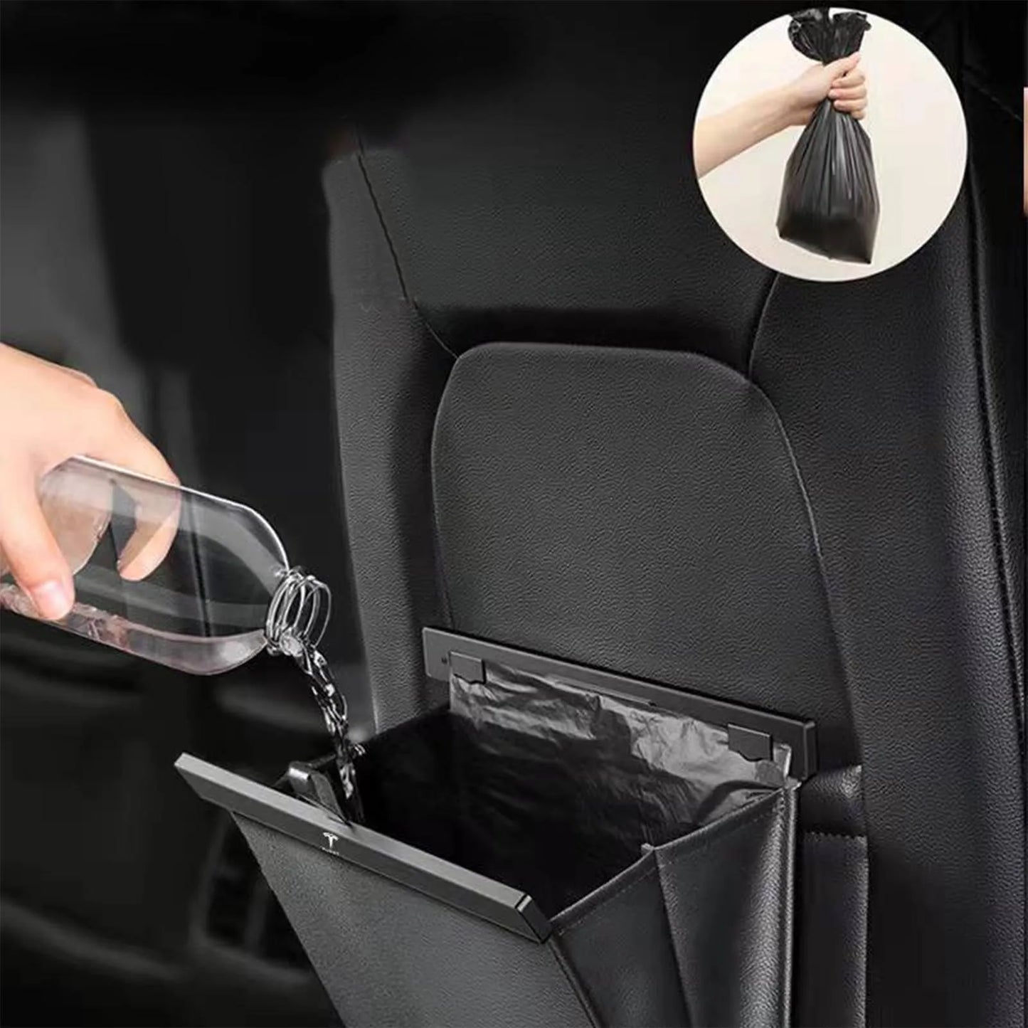 Waterproof leather car trash bag