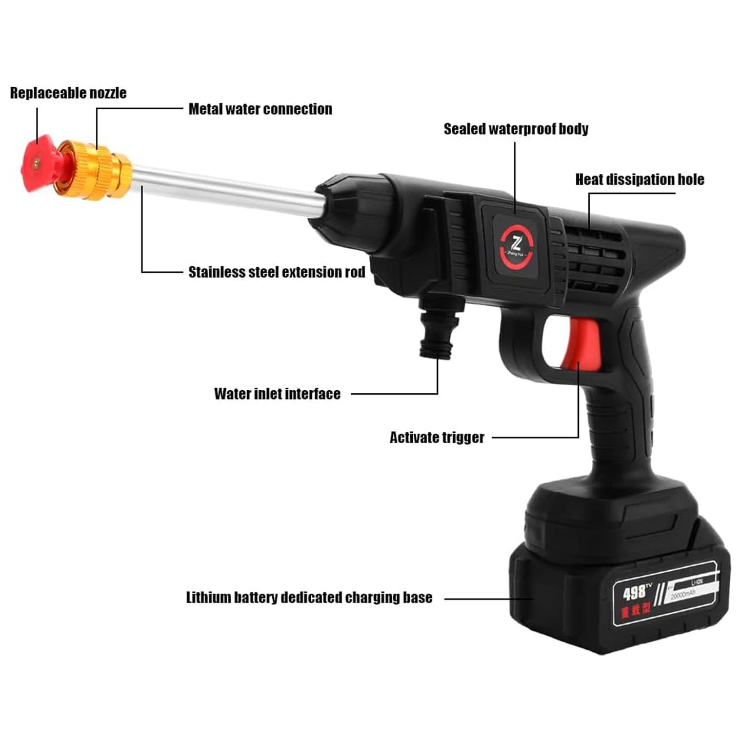 Cordless Portable High Pressure Spray Water Gun