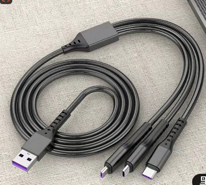 כבל טעינה 3 ב-1 לרכב - Apple Android Type-C