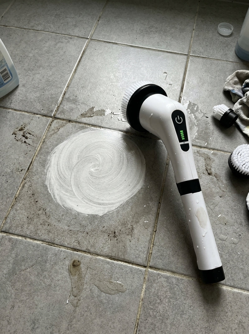 SpinMax Pro – מברשת ניקוי חשמלית מסתובבת עם 9 ראשים וידית מתארכת