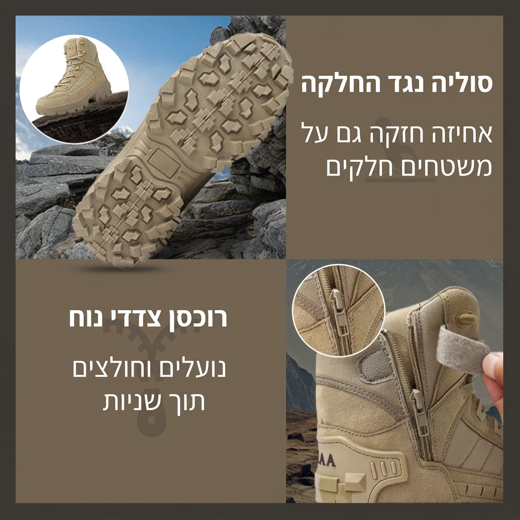סוליה נגד החלקה ורוכסן צדדי